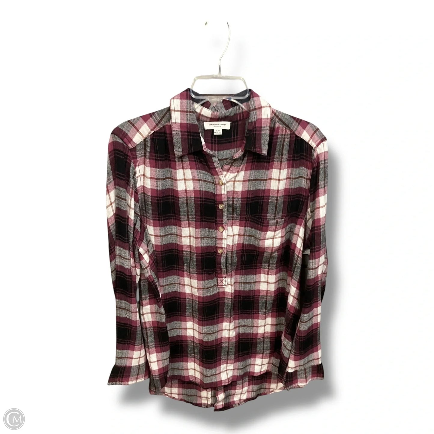 Tunic Long Sleeve By Beachlunchlounge In Plaid Pattern, Size: L