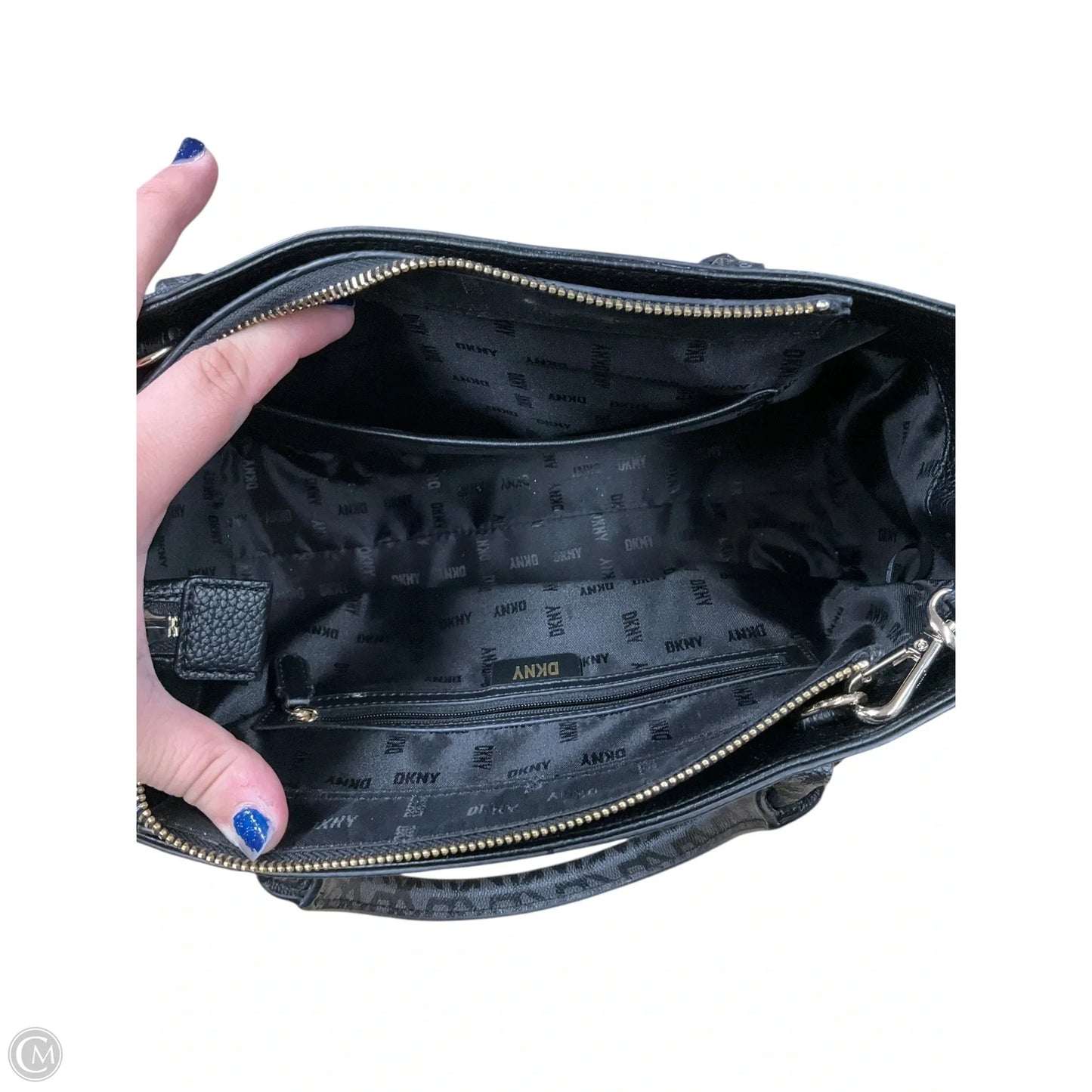 Handbag Leather By Dkny, Size: Medium