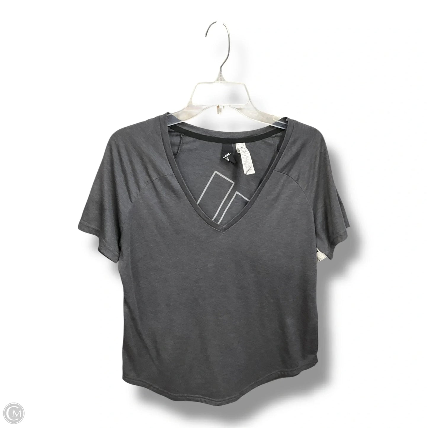 Athletic Top Short Sleeve By Adidas In Grey, Size: L