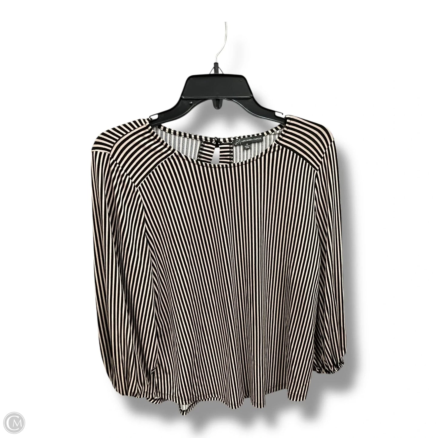 Top 3/4 Sleeve By Adrianna Papell In Striped Pattern, Size: M
