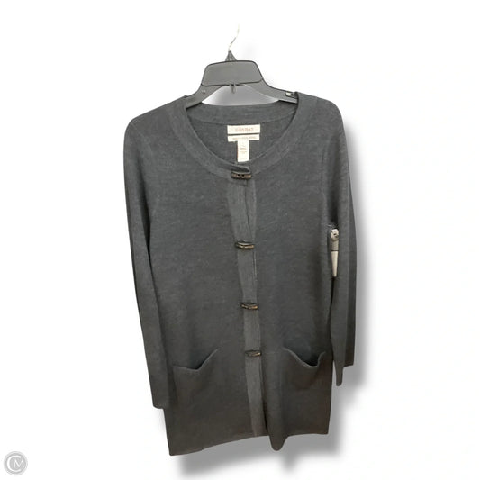 Sweater Cardigan By Ellen Tracy In Grey, Size: L