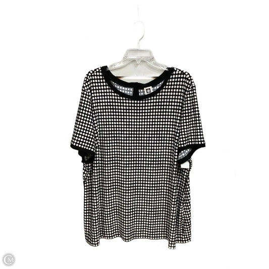 Top Short Sleeve By Anne Klein In Black & White, Size: 3x
