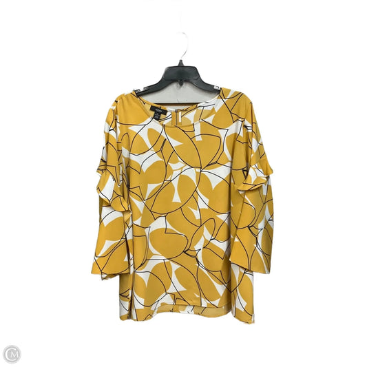 Blouse 3/4 Sleeve By Alfani In Yellow, Size: 3x