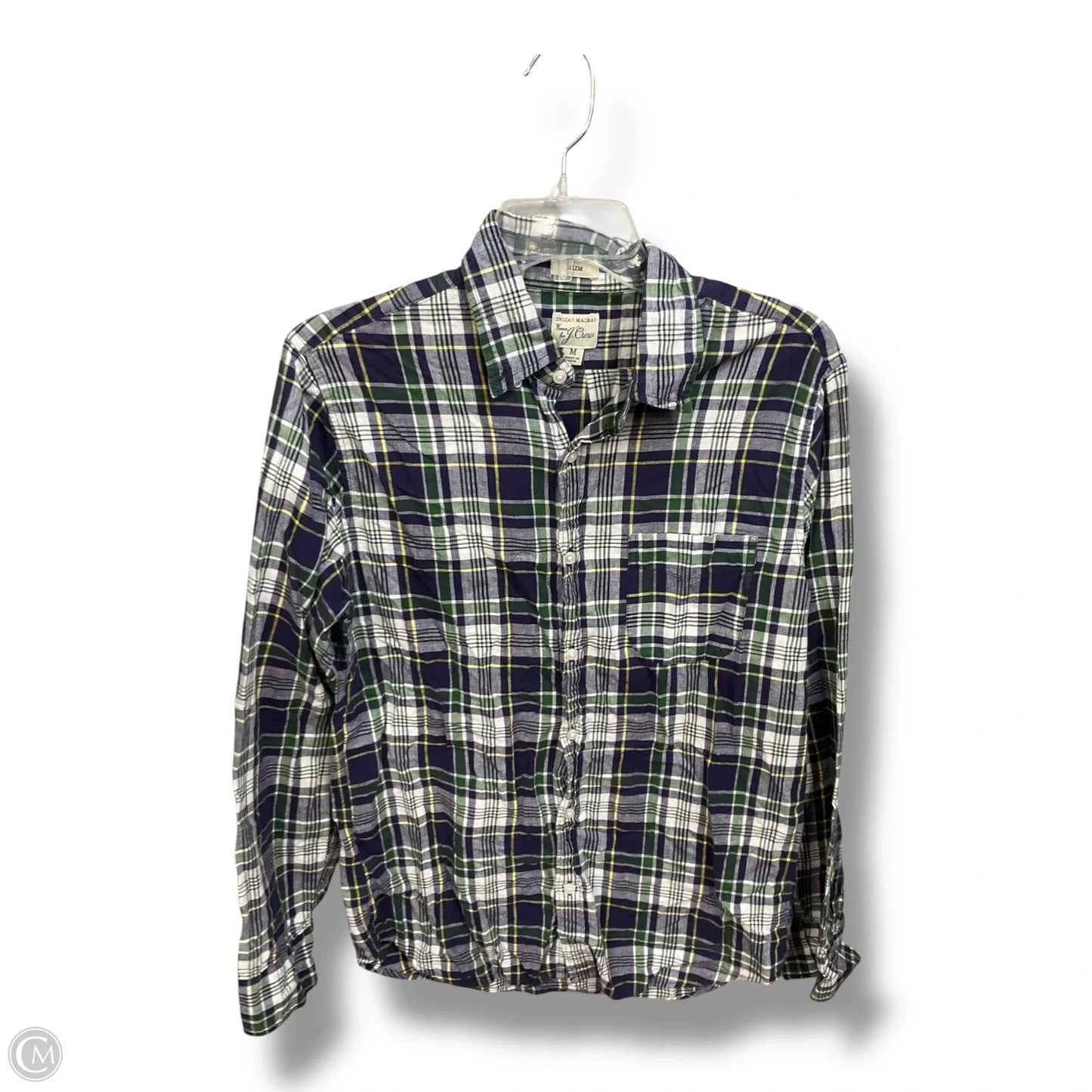 Blouse Long Sleeve By J. Crew In Plaid Pattern, Size: M
