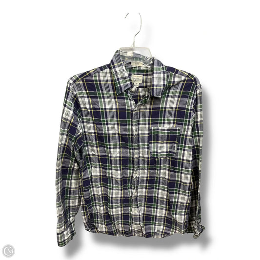 Blouse Long Sleeve By J. Crew In Plaid Pattern, Size: M