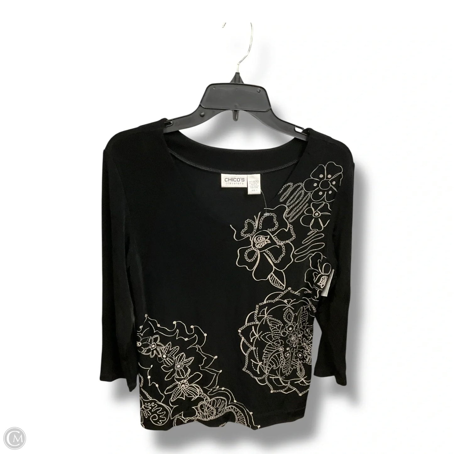 Top Long Sleeve By Chicos In Black, Size: M