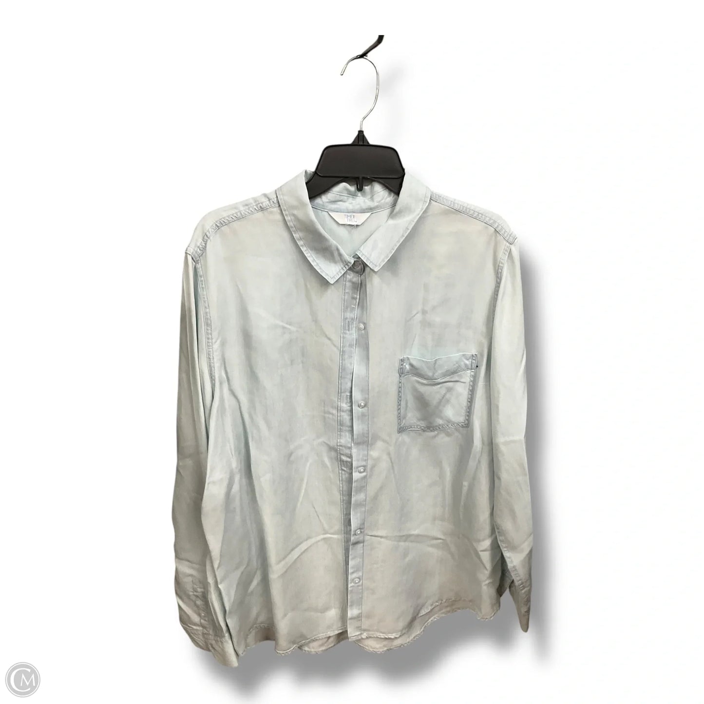 Blouse Long Sleeve By Time And Tru In Blue Denim, Size: 3x