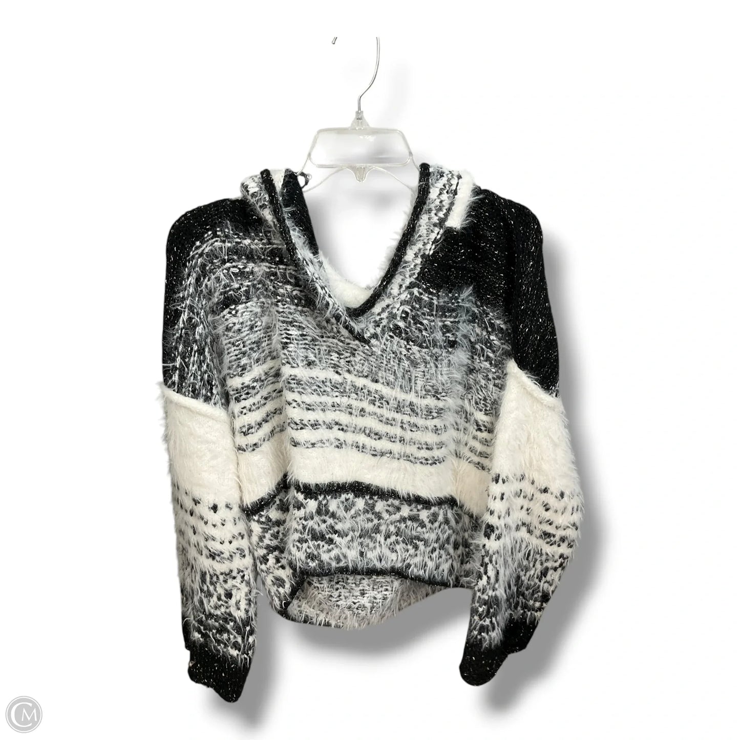 Sweatshirt Hoodie By Pilcro In Black & White, Size: M