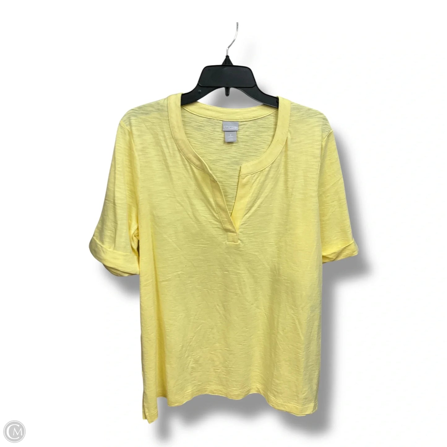 Top Short Sleeve Basic By Chicos In Yellow, Size: L
