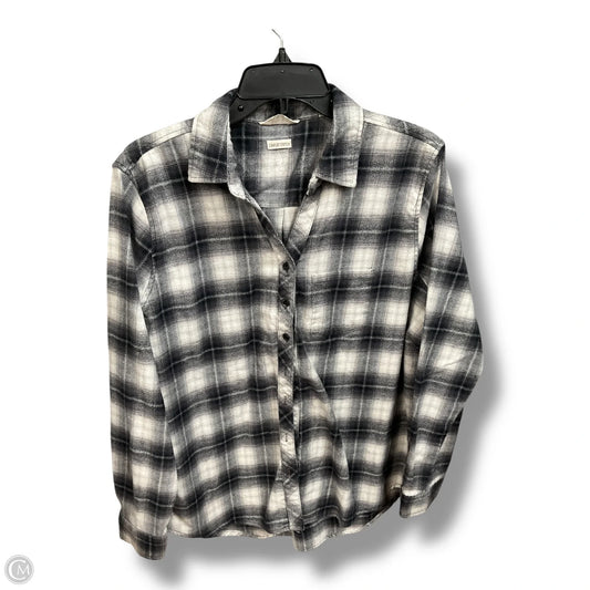 Blouse Long Sleeve By Weatherproof In Plaid Pattern, Size: L