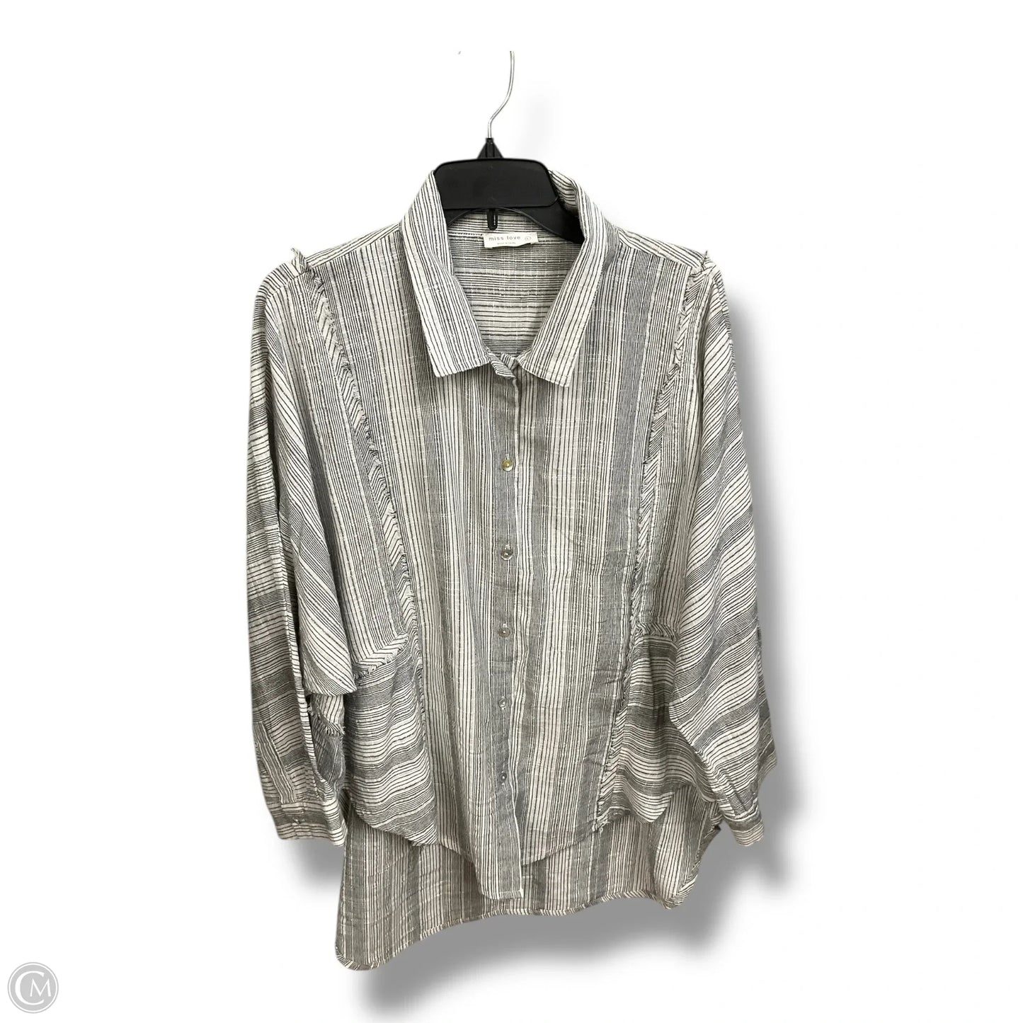 Blouse Long Sleeve By Miss Love In Black & White, Size: L