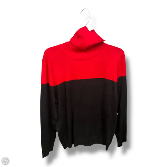 Top Long Sleeve By Calvin Klein In Black & Red, Size: Xl