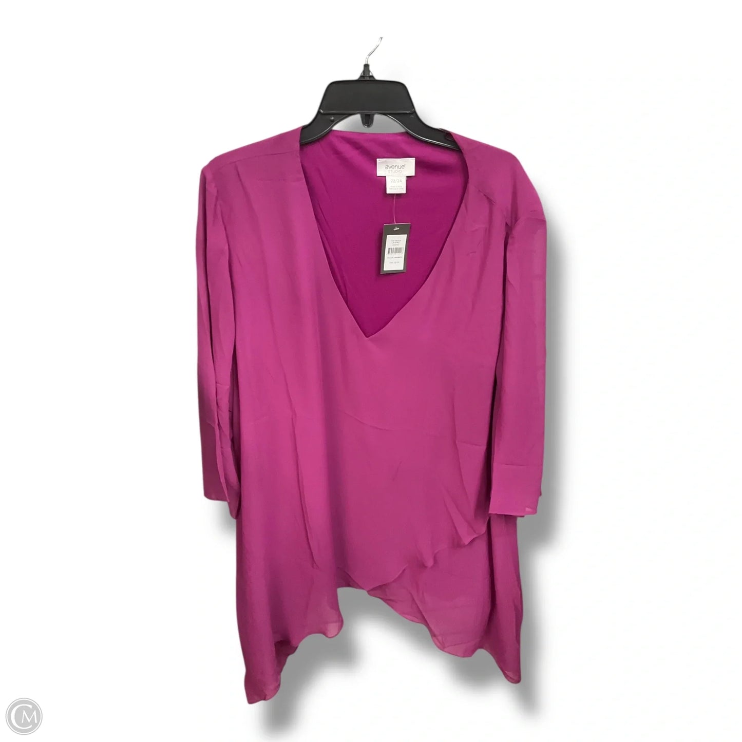 Top 3/4 Sleeve Basic By Clothes Mentor In Purple, Size: 3x