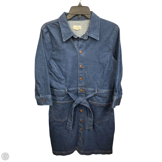 Dress Casual Midi By Loft In Blue Denim, Size: L