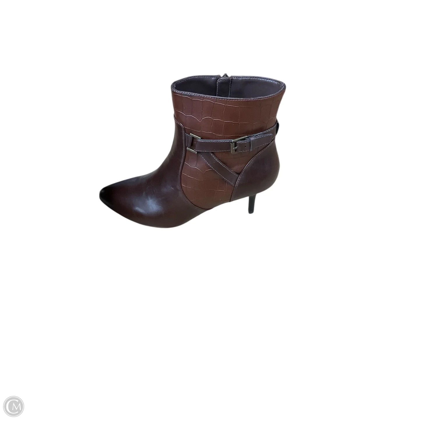 Boots Ankle Heels By Chaps In Brown, Size: 7.5