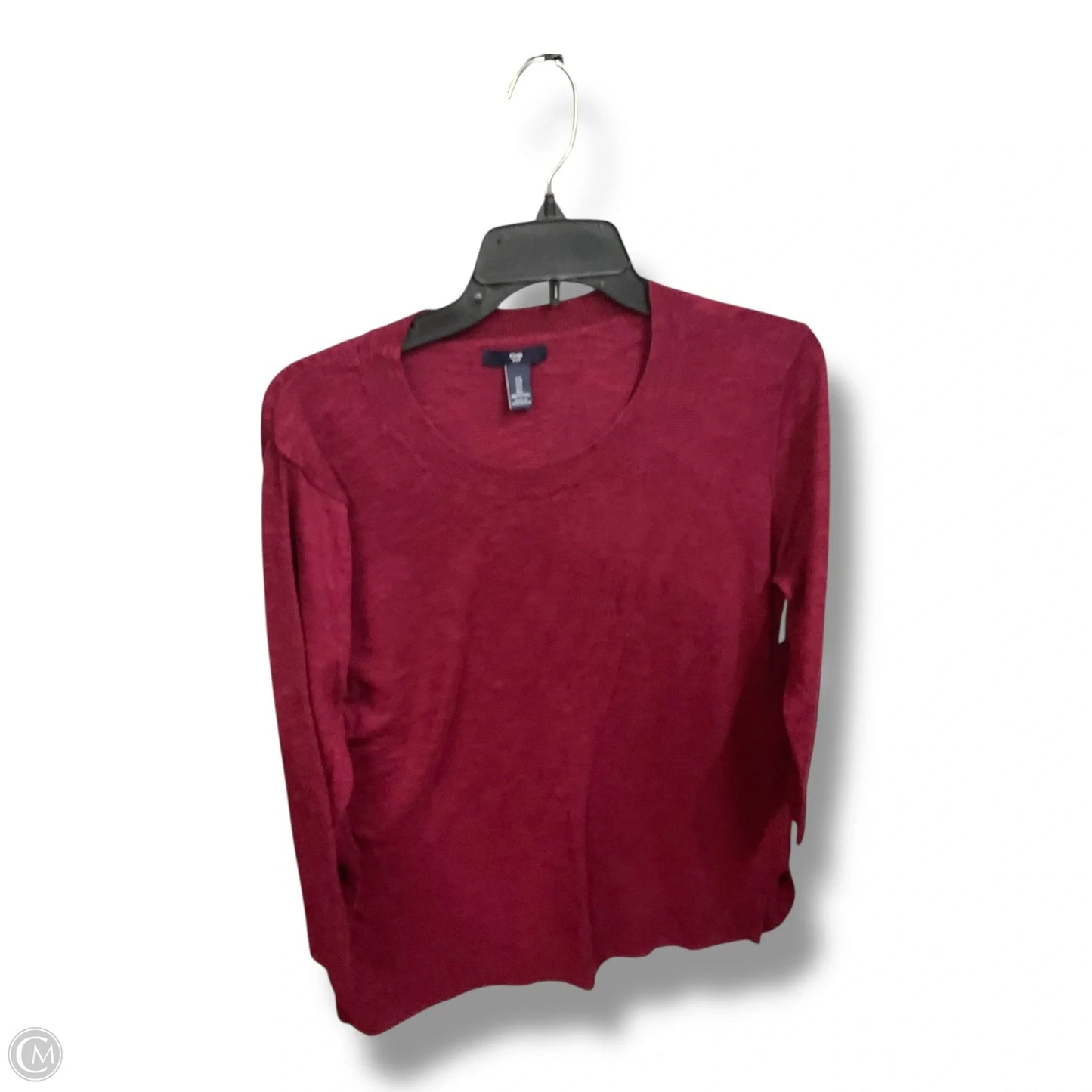 Top Long Sleeve Basic By Gap In Maroon, Size: L