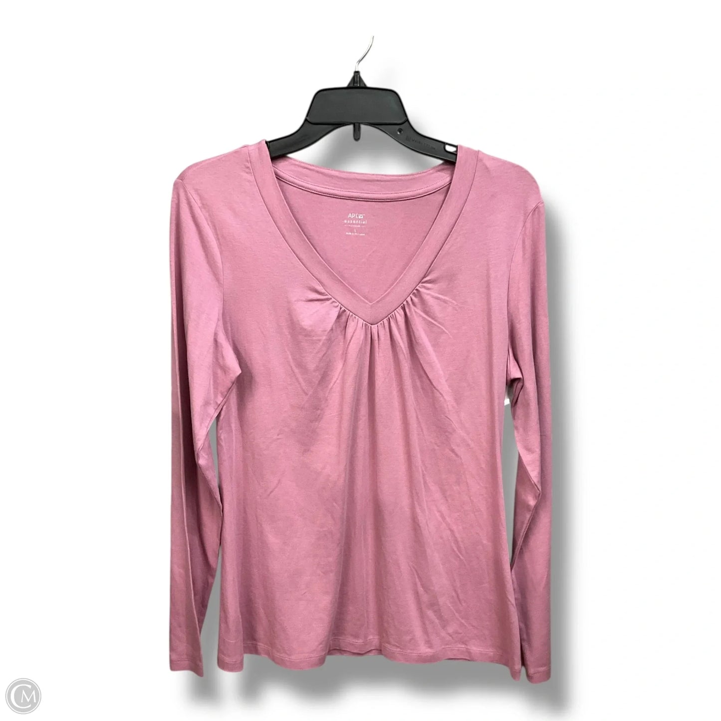 Top Long Sleeve Basic By Apt 9 In Pink, Size: L