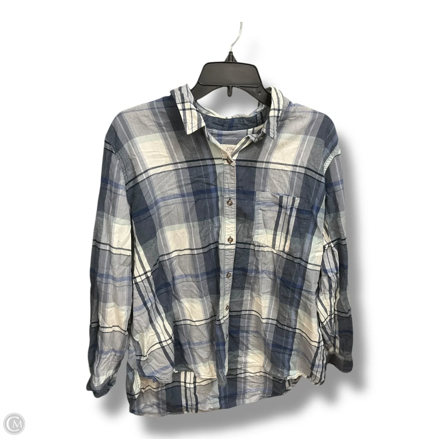 Blouse Long Sleeve By Universal Thread In Plaid Pattern, Size: Xl