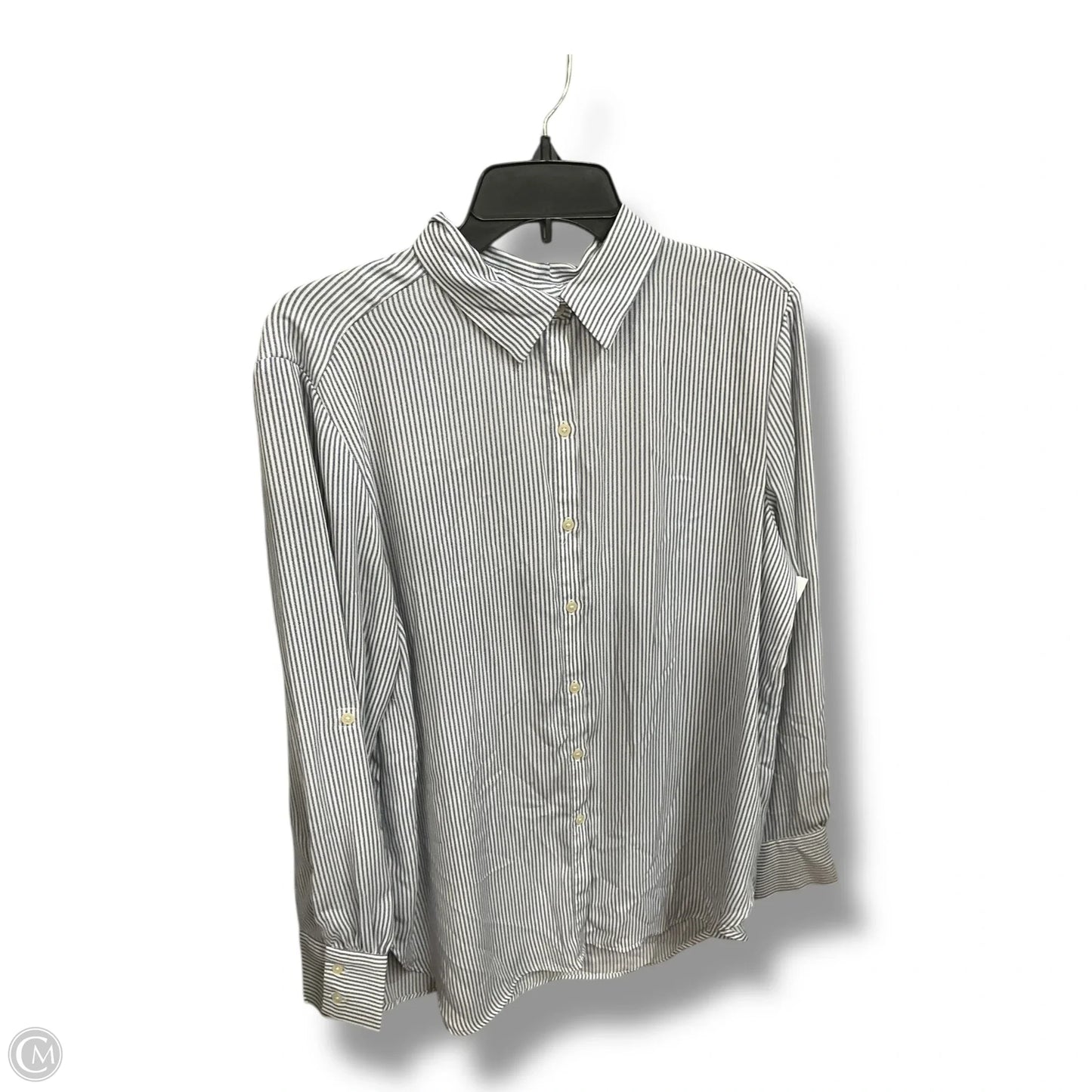 Blouse Long Sleeve By Loft In Striped Pattern, Size: L