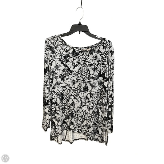 Top Long Sleeve By Chicos In Black & White, Size: L