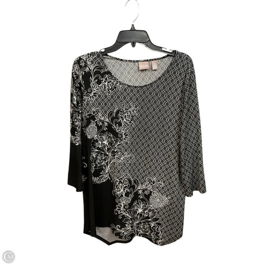Top 3/4 Sleeve By Chicos In Black & White, Size: L