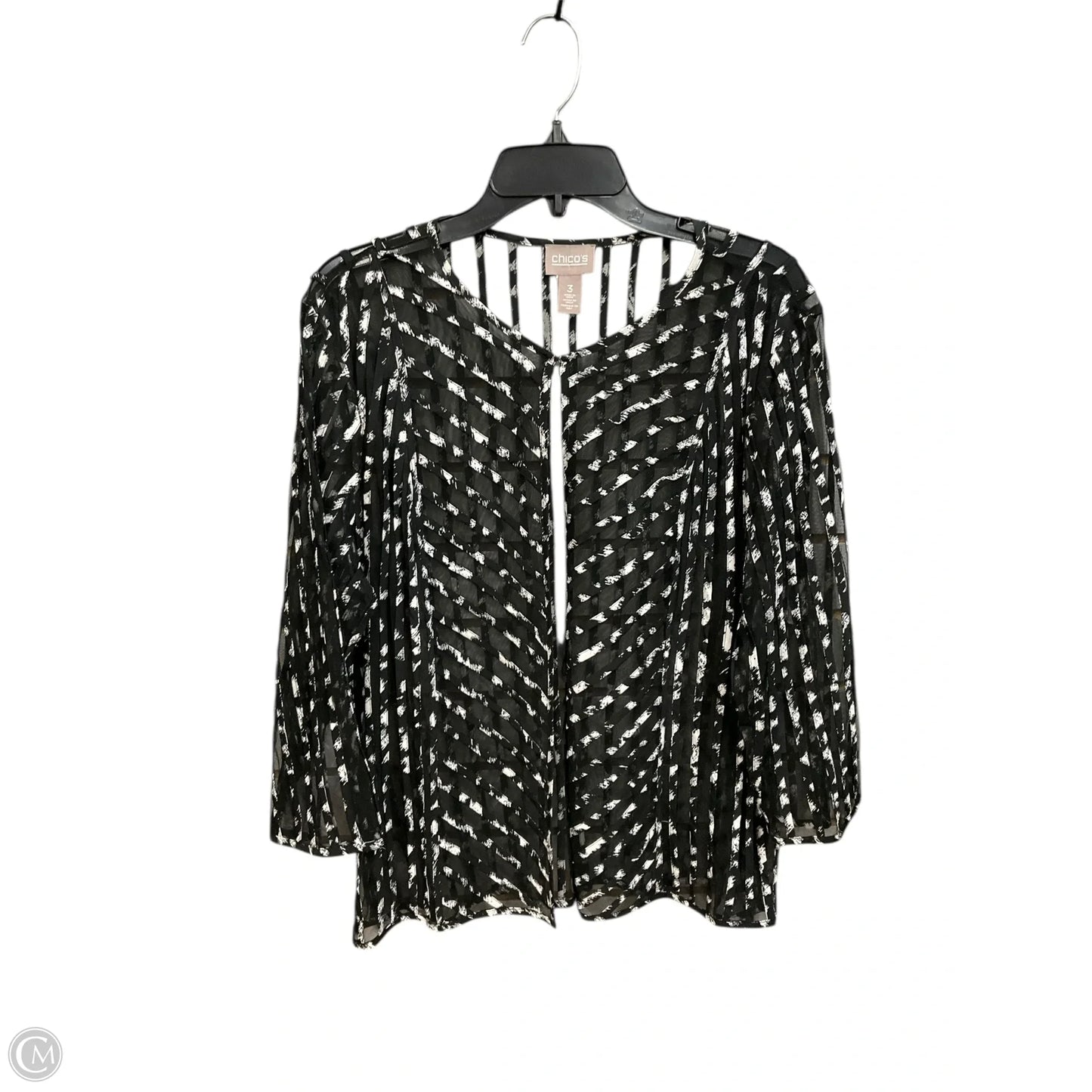 Cardigan By Chicos In Black & White, Size: Xl