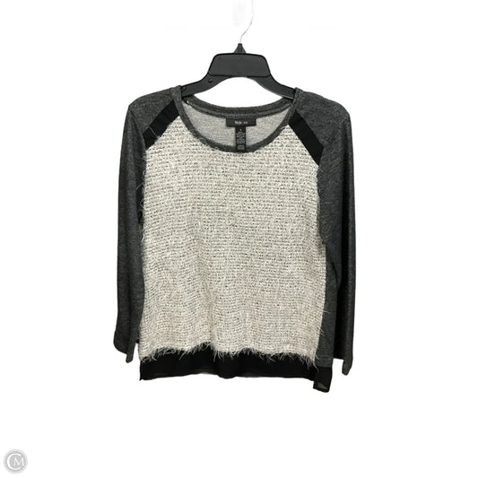 Top Long Sleeve By Style And Company In Grey & White, Size: S
