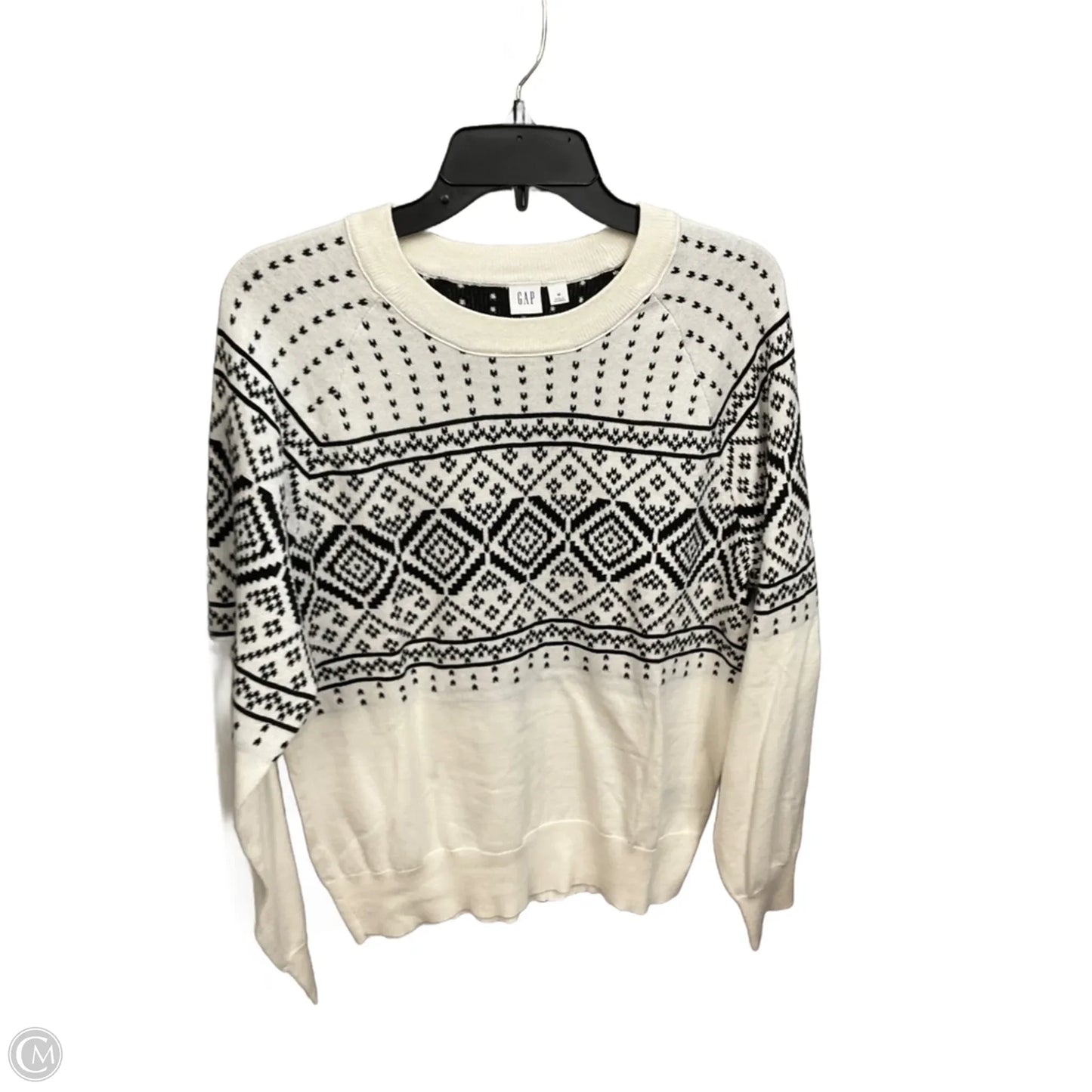 Sweater By Gap In Black & Cream, Size: M