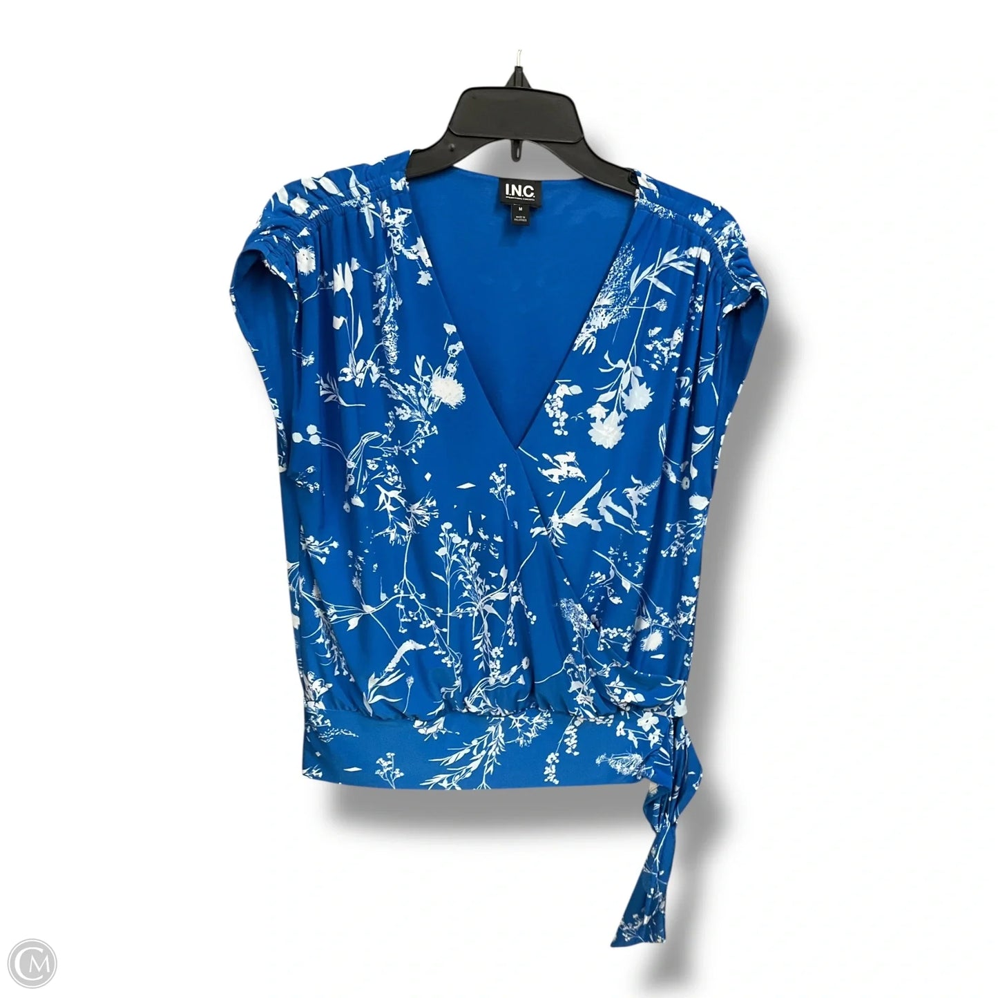 Blouse Sleeveless By Inc In Blue & White, Size: M