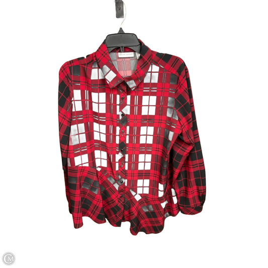 Blouse Long Sleeve By Susan Graver In Black & Red, Size: M