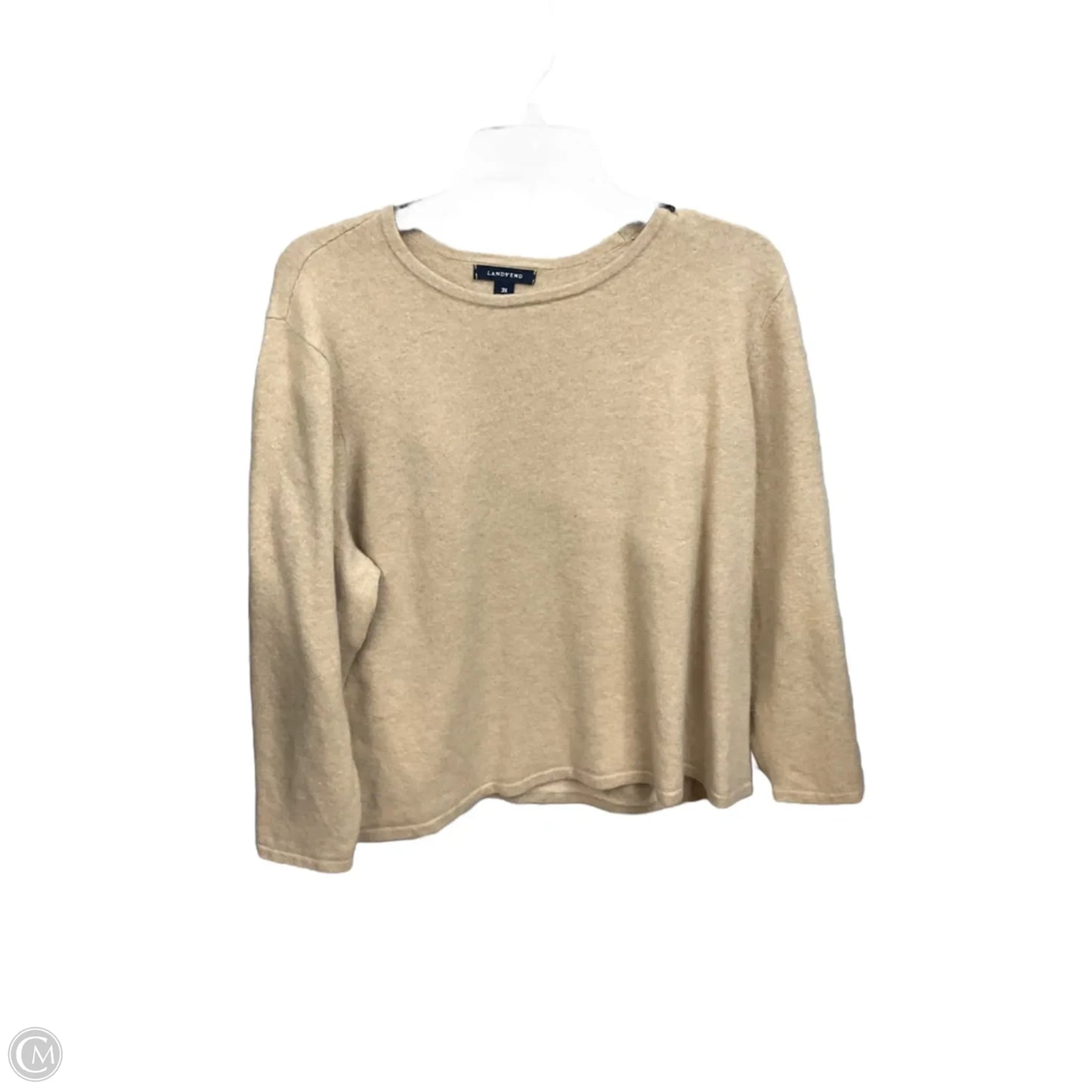Top Long Sleeve Basic By Lands End In Tan, Size: 3x