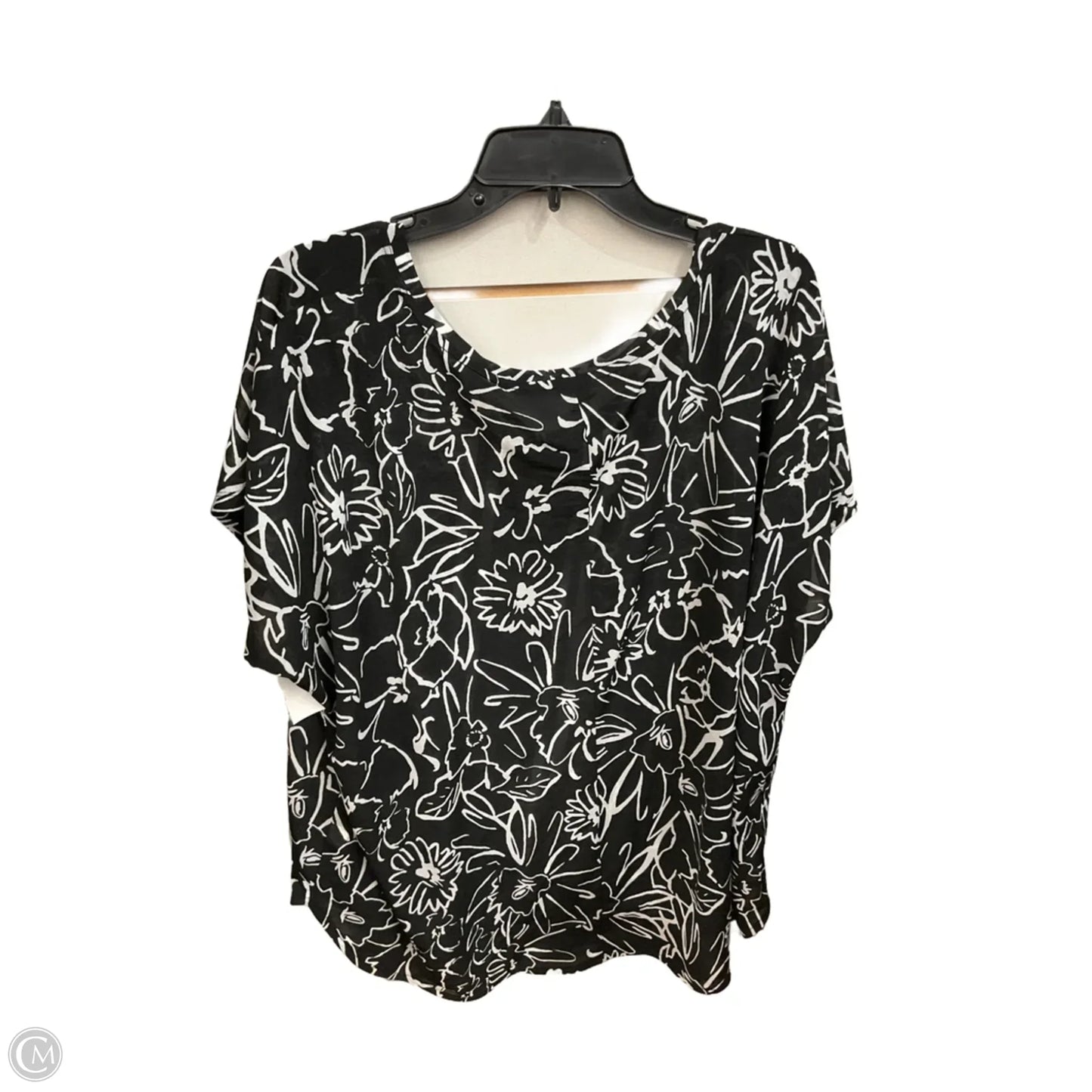 Blouse Short Sleeve By Lane Bryant In Black & White, Size: 3x