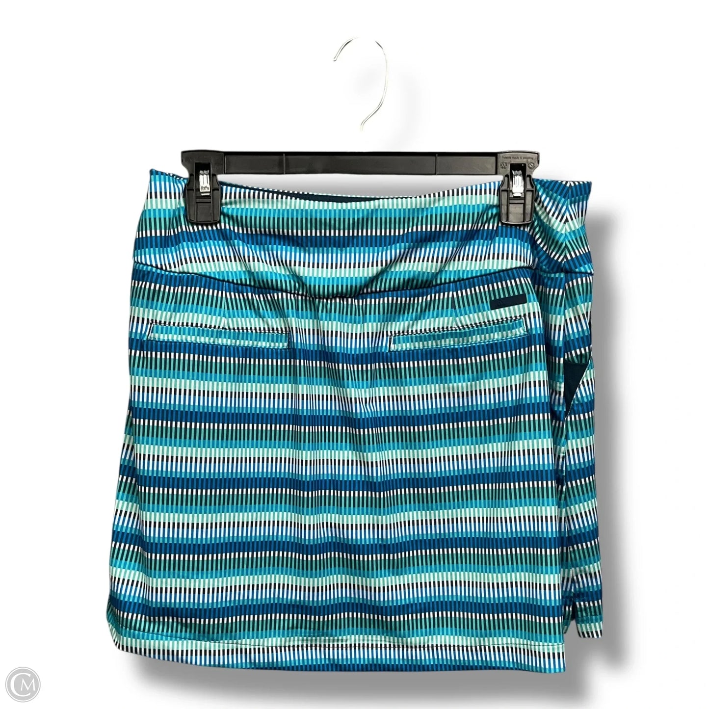 Athletic Skort By Adidas In Striped Pattern, Size: M