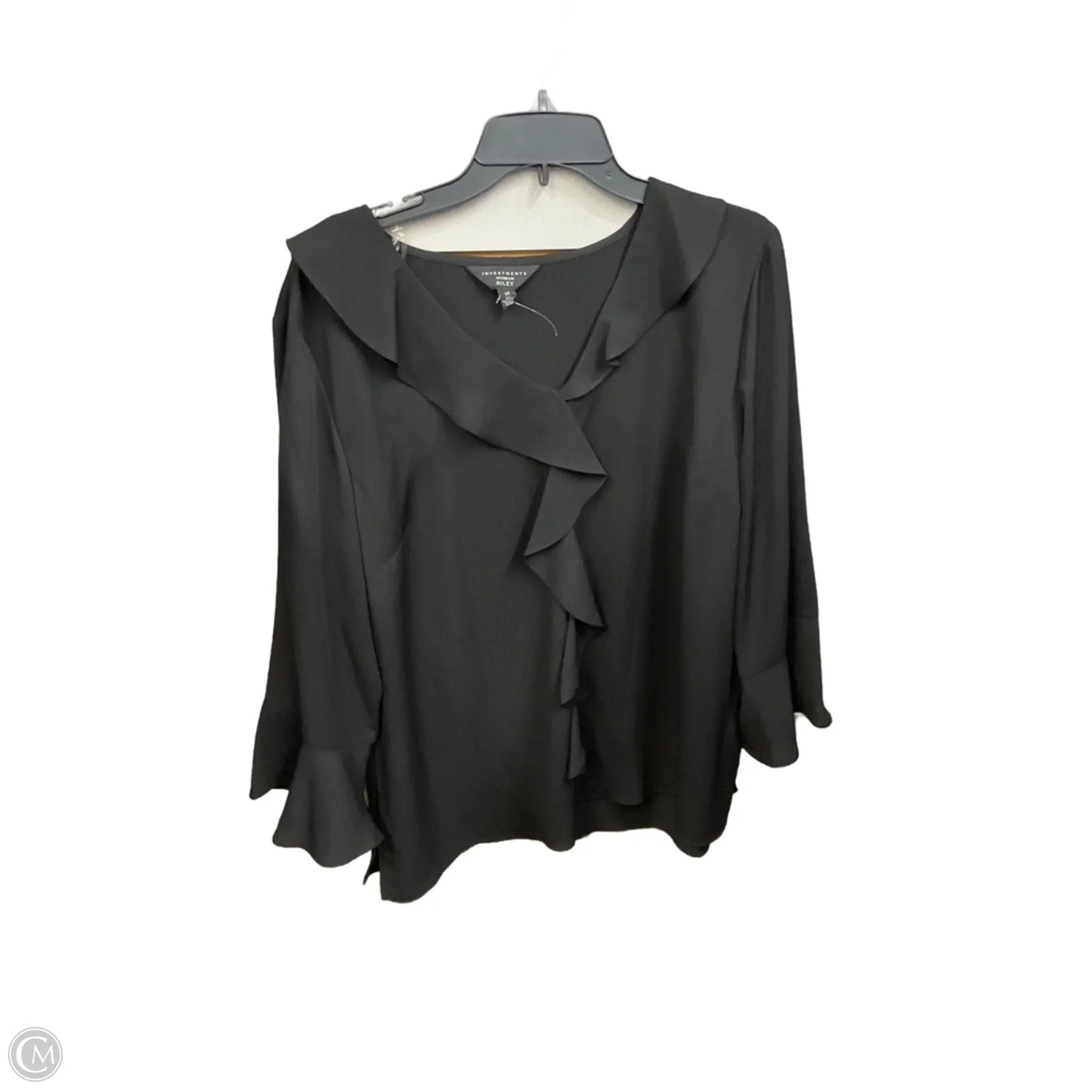 Blouse Long Sleeve By Investments In Black, Size: 1x