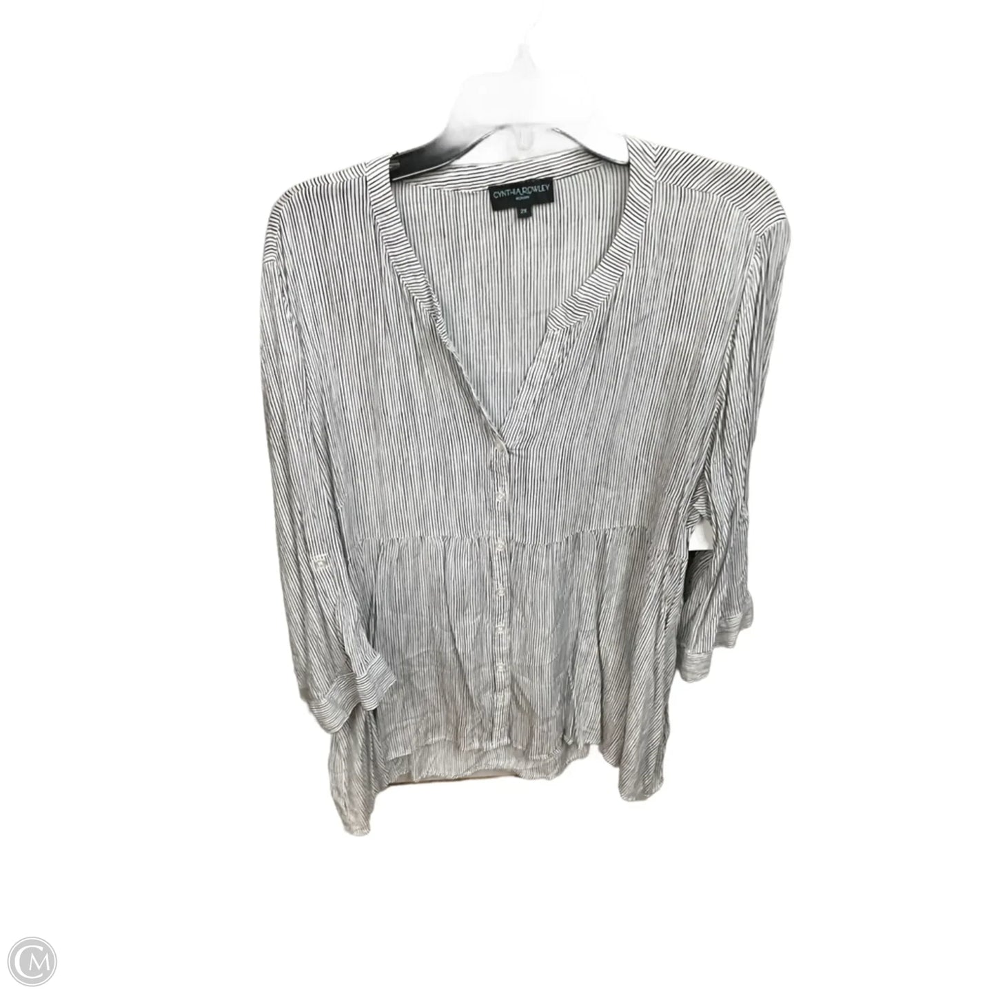 Blouse 3/4 Sleeve By Cynthia Rowley In Striped Pattern, Size: 2x