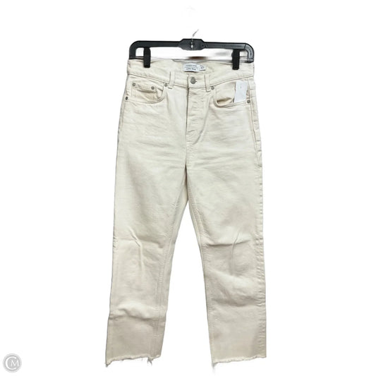 Jeans Cropped By Clothes Mentor In Cream Denim, Size: 4