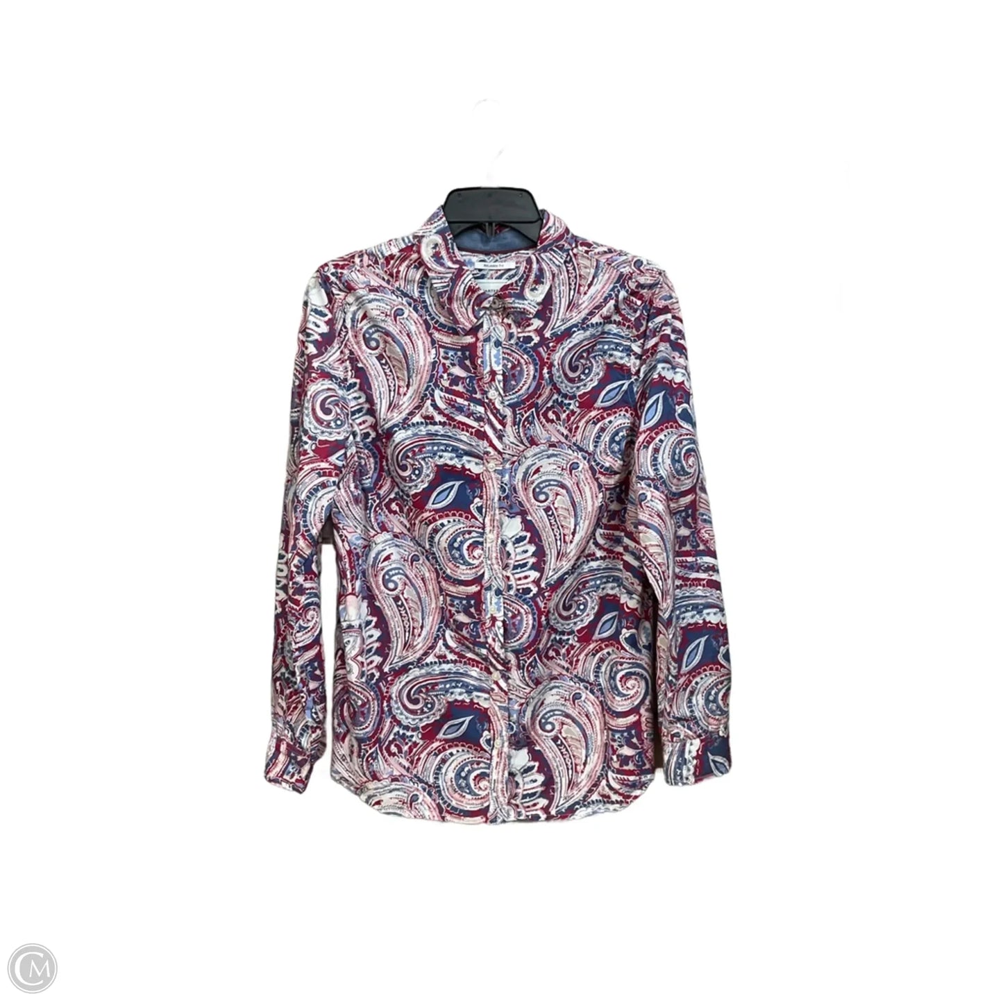 Blouse Long Sleeve By Charter Club In Paisley Print, Size: M