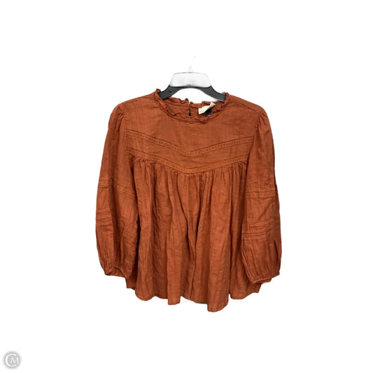 Top Long Sleeve Basic By Madewell In Orange, Size: L