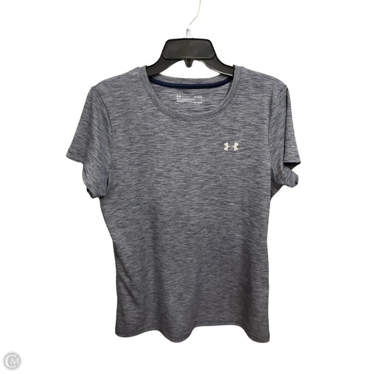 Athletic Top Short Sleeve By Under Armour In Blue & Grey, Size: L