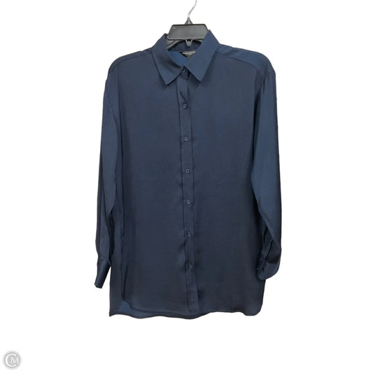 Blouse Long Sleeve By Banana Republic In Navy, Size: Xs