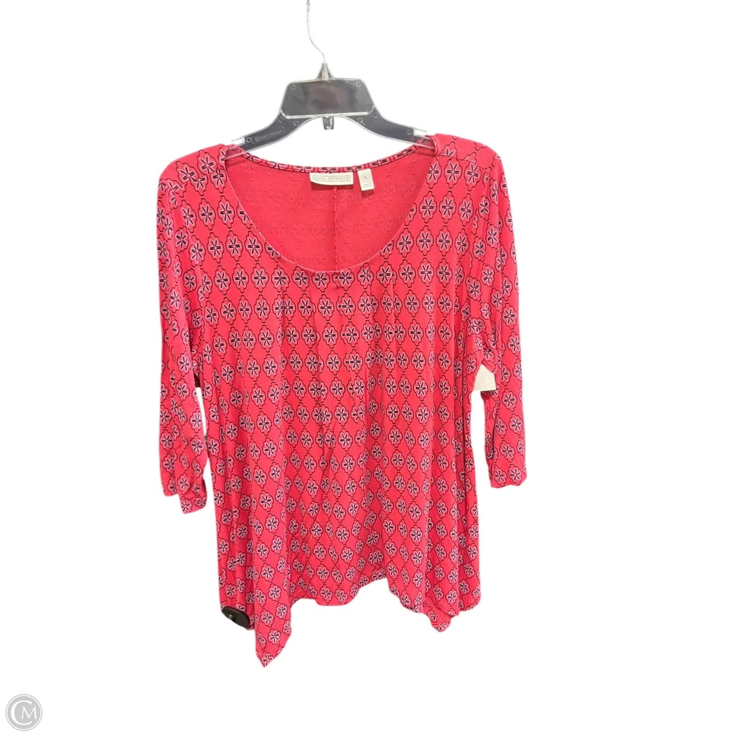 Top 3/4 Sleeve By Dana Buchman In Pink, Size: L