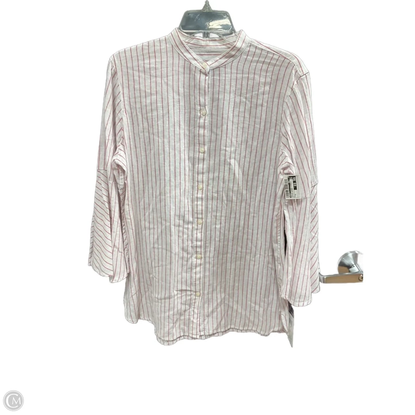 Top 3/4 Sleeve Basic By Chaps In Striped Pattern, Size: M