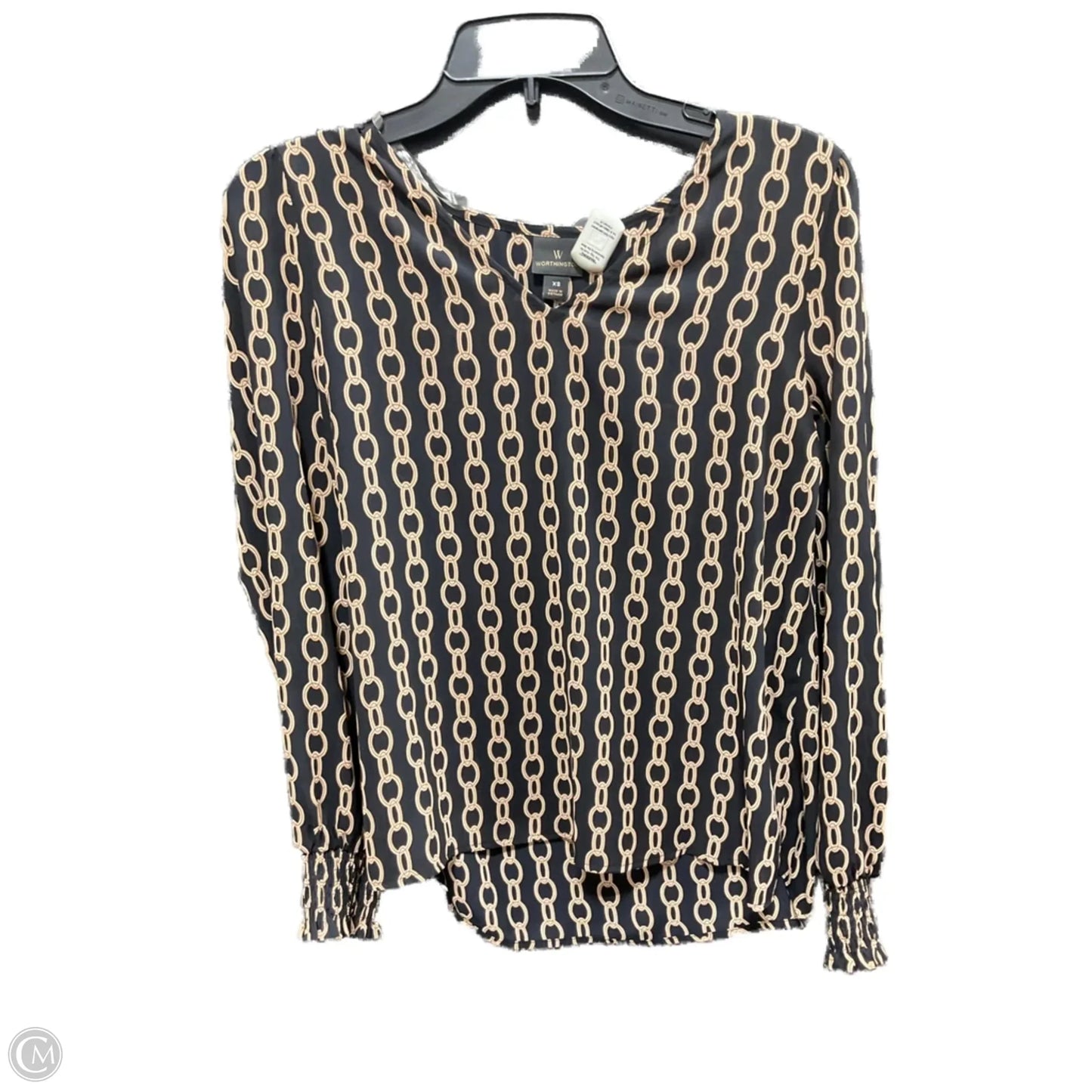 Top Long Sleeve Basic By Worthington In Black & Gold, Size: Xs