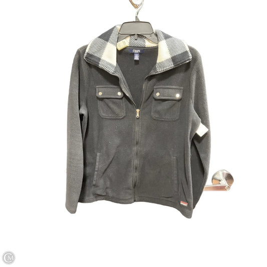 Jacket Fleece By Chaps In Black & White, Size: L