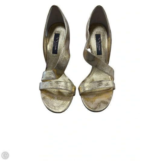 Sandals Heels Stiletto By Nina In Gold, Size: 8.5