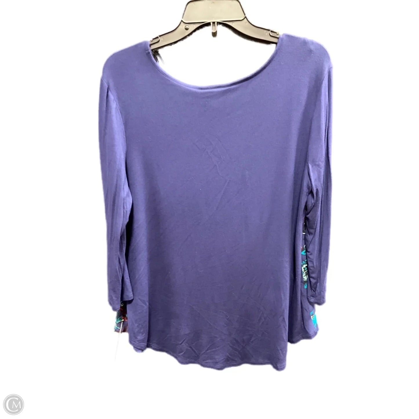 Top 3/4 Sleeve By Dana Buchman In Floral Print, Size: L