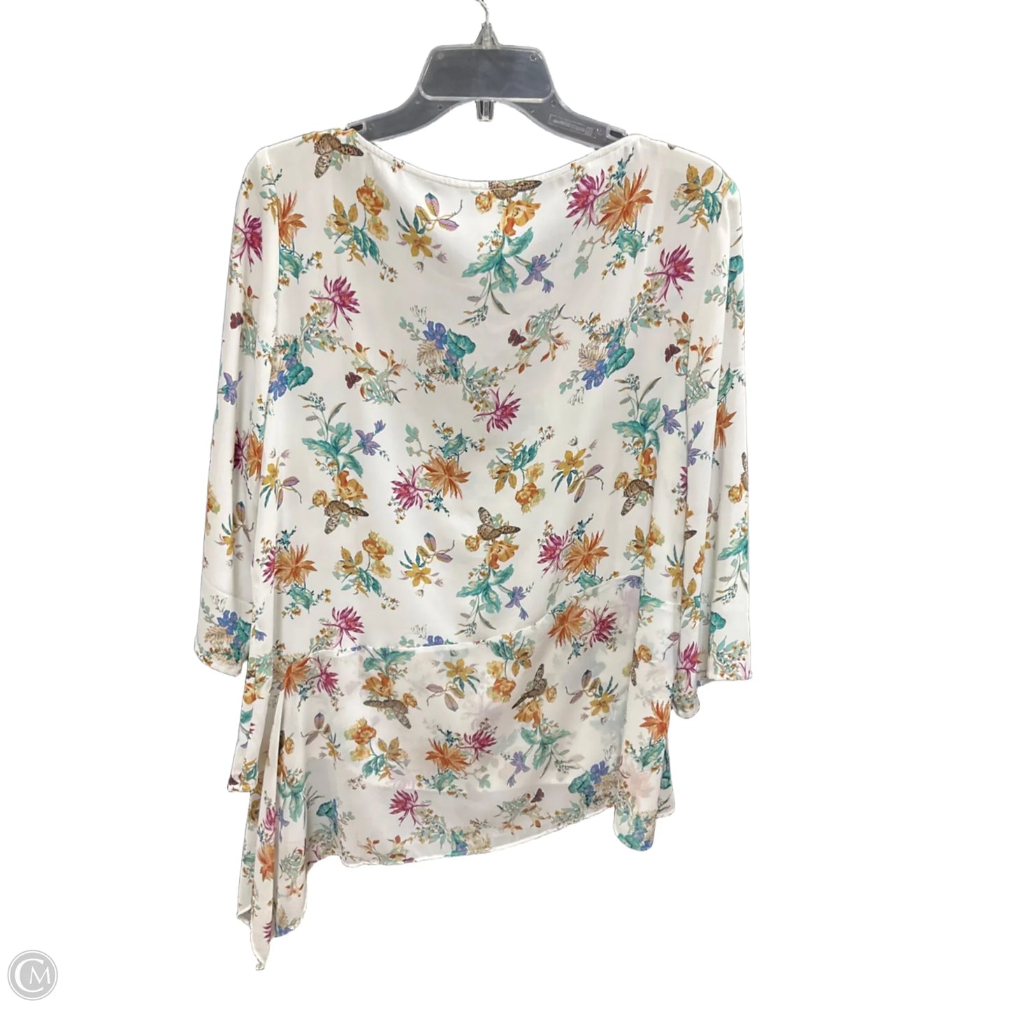 Top 3/4 Sleeve By Chicos In Floral Print, Size: L