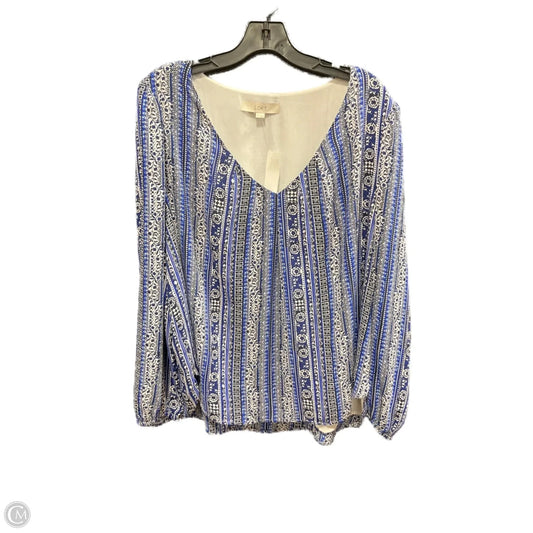 Top Long Sleeve By Loft In Blue & White, Size: Xl