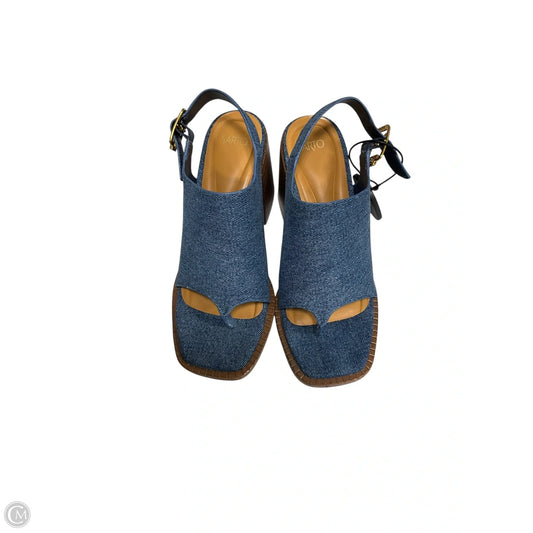 Sandals Heels Block By Clothes Mentor In Blue Denim, Size: 7