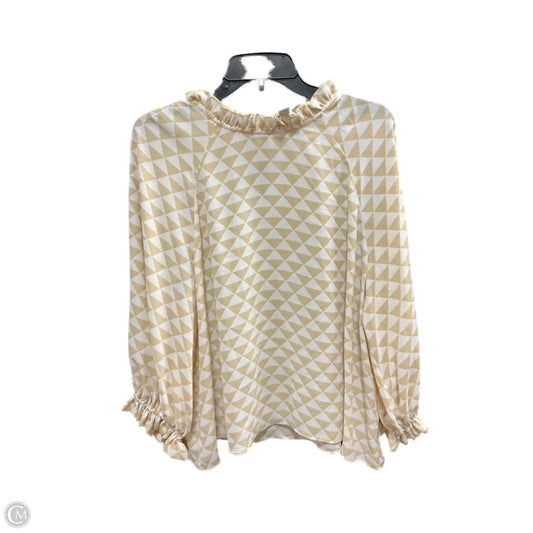 Top 3/4 Sleeve By Worthington In Tan & White, Size: Xxl